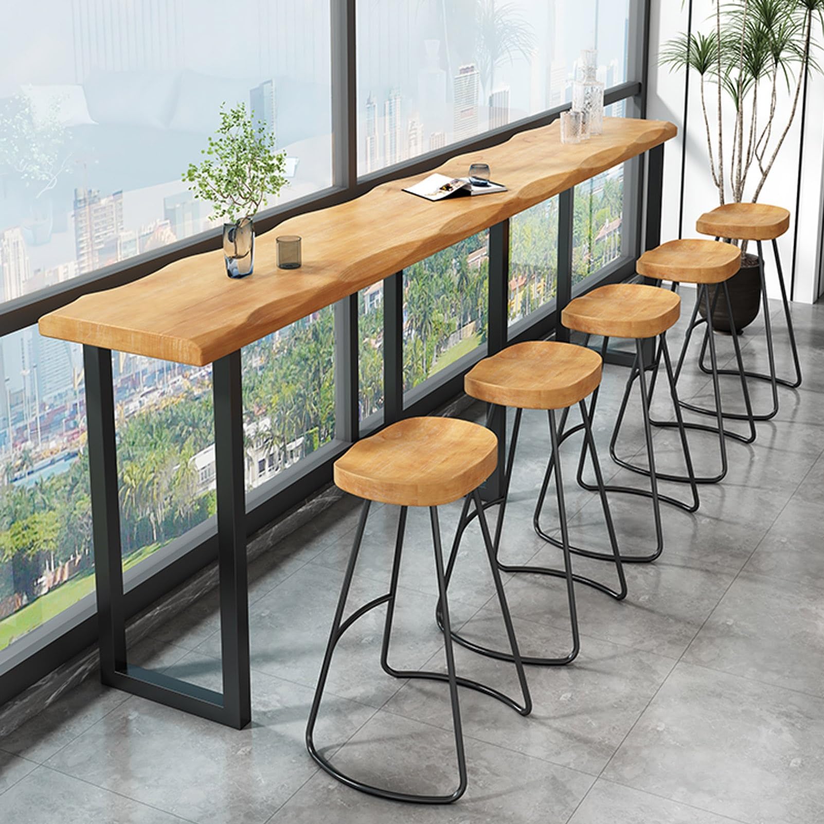 Amazon｜DEOPXF カウンターテーブル 高さ105cm 天然木 バーカウンター